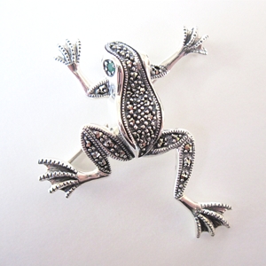 Frog Pin in Sterling with Marcasite